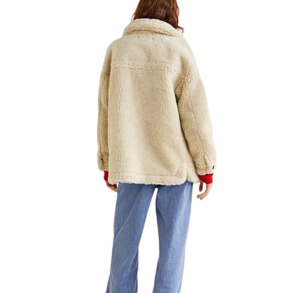 Mango Faux Shearling Fur Inside Suede Style Lined Teddy Coat Ecru Cream Medium - Picture 14 of 14